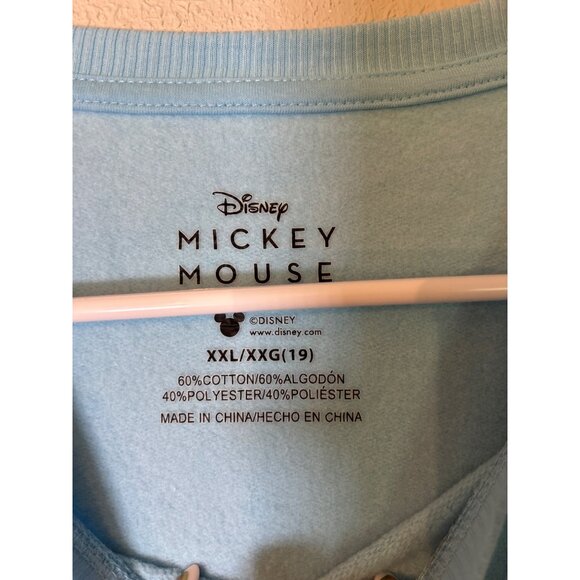 Sky Blue Original Mickey Crop Sweatshirt XXL -19 - Shimmery "Original" - Picture 3 of 4